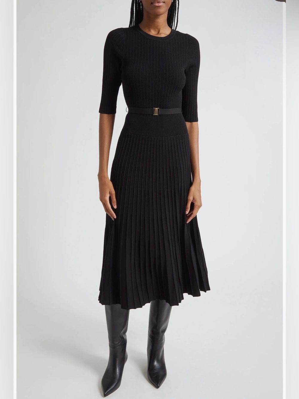 Veronica Beard Elthea Elbow Sleeve Rib Knit Dress